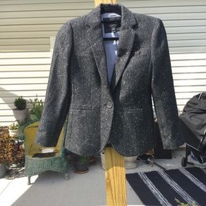 J. Crew 0P Metallic Black Blazer one button Dark academia business 0 petite work